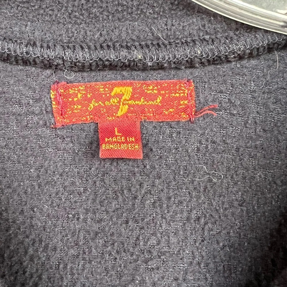 7 for All Mankind Boys Navy/White Snap Soft Fleece Pullover Size Large - Picture 4 of 4